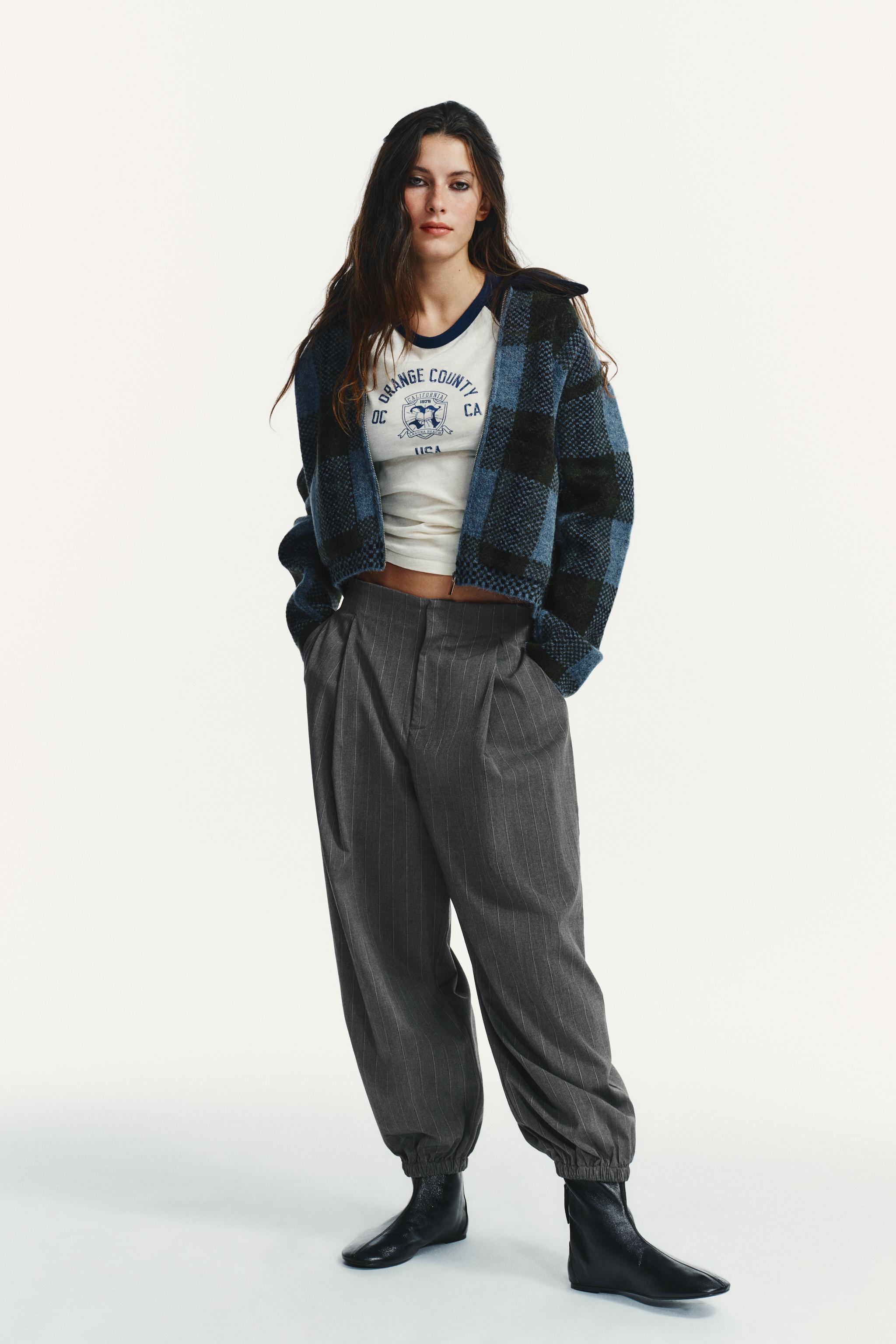 PINSTRIPE PLEATED JOGGER PANTS